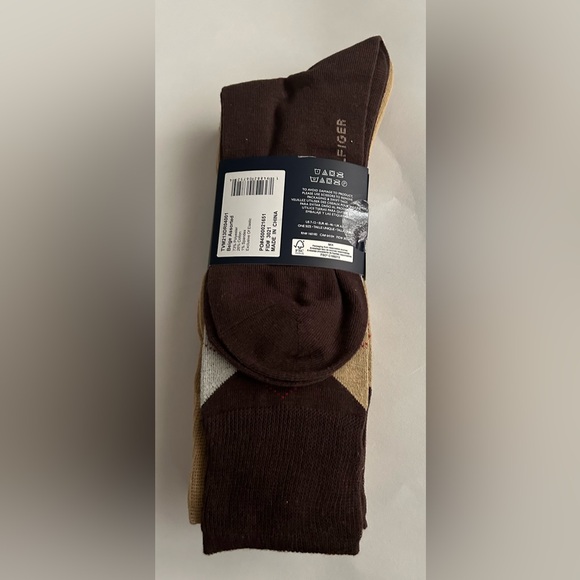 New Tommy Hilfiger 4 Pair Dress Crew Socks Men's One Size Beige Assorted Preppy - Picture 14 of 16